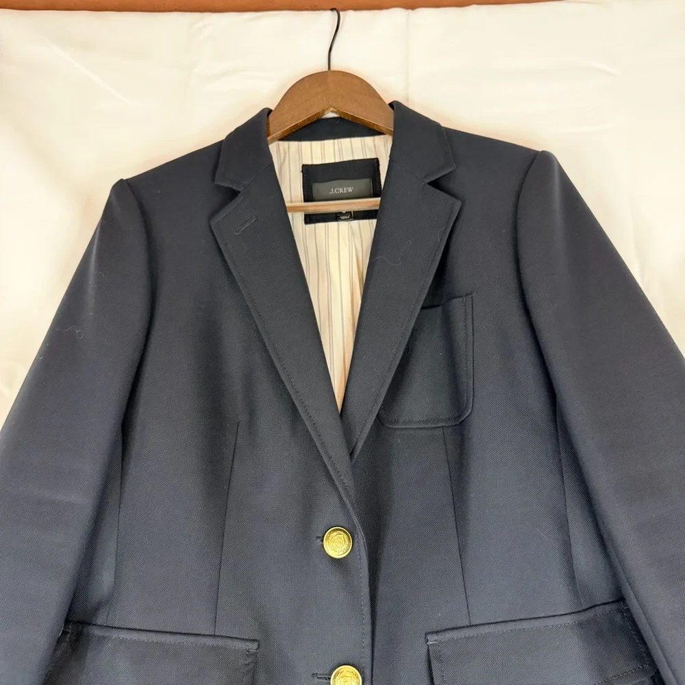 J CREW Women’s Size 10 Blazer Jacket 100% Wool Lined Gold Buttons